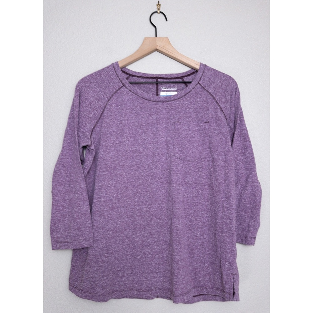 🟣 Columbia OMNI-Wick Quarter Sleeve Lightweight Top L Pocket Outdoor
